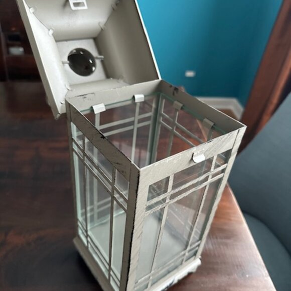 NWOT Weathered Mission Style Metal Candle Lantern in Rustic Taupe Finish - Picture 4 of 5